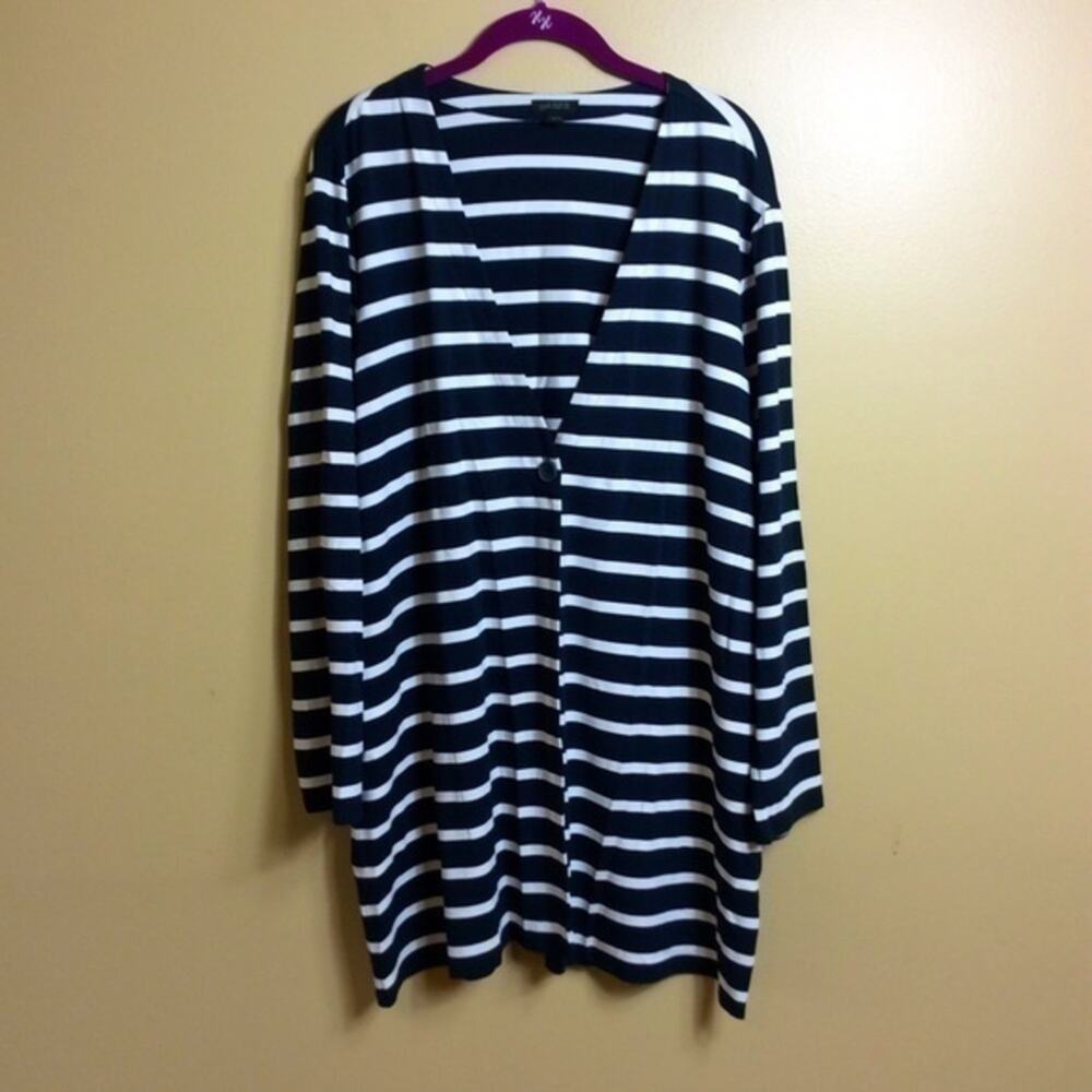 NWOTJ Jill wearever navy blue striped knit cardigan/topper. XL.